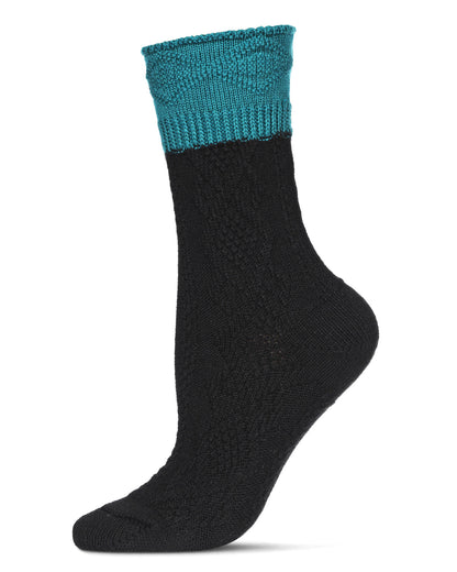Women's Diamond Bits Soft-Fit Two-Tone Crew Sock : Color: Black