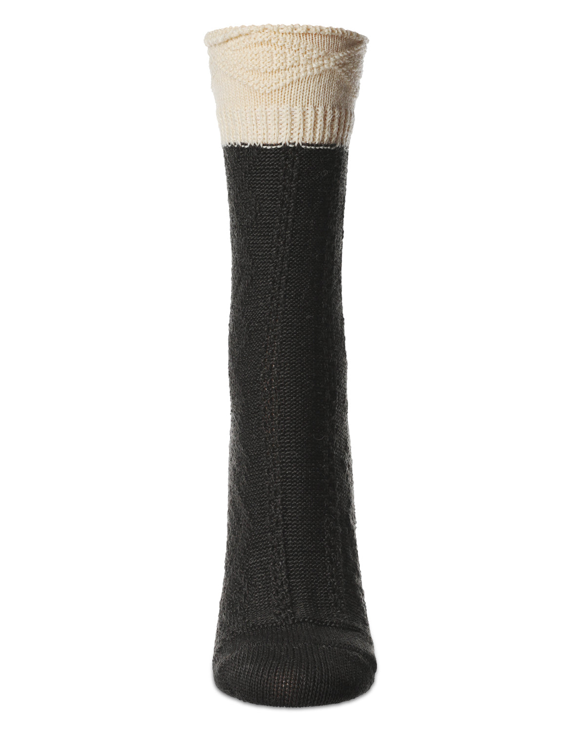 Women's Diamond Bits Soft-Fit Two-Tone Crew Sock : Color: Black