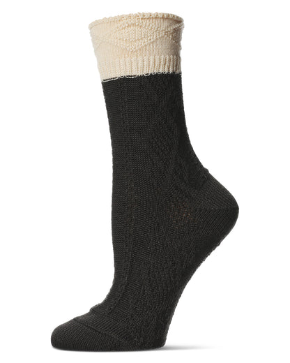 Women's Diamond Bits Soft-Fit Two-Tone Crew Sock : Color: Dark Gray Heather