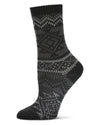 Women's Diamond Line Fashion Soft-Fit Crew Sock : Color: Black