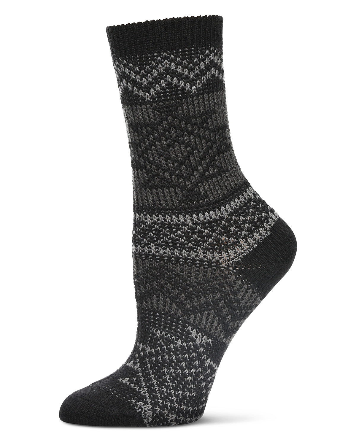 Women's Diamond Line Fashion Soft-Fit Crew Sock : Color: Black