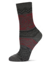 Women's Diamond Line Fashion Soft-Fit Crew Sock : Color: Dark Gray Heather