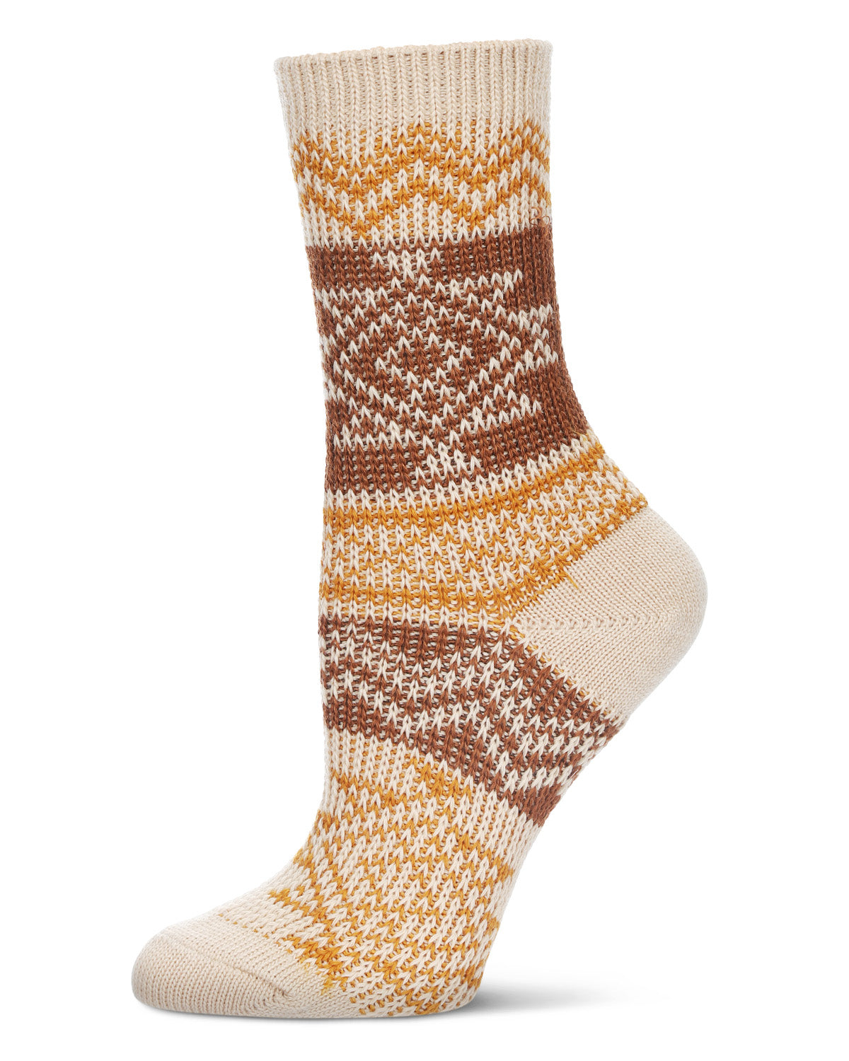 Women's Diamond Line Fashion Soft-Fit Crew Sock : Color: Taupe