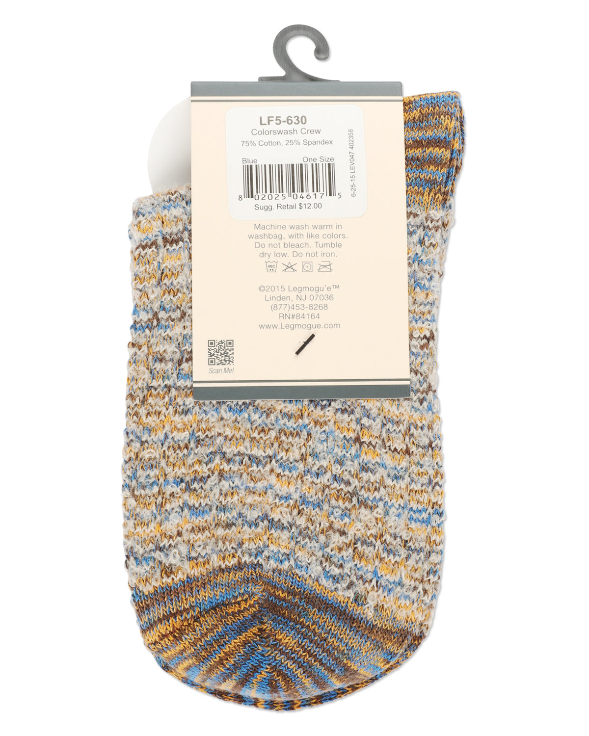 Women's Colorswash Soft-Fit Cotton-Rich Crew Sock : Color: Blue