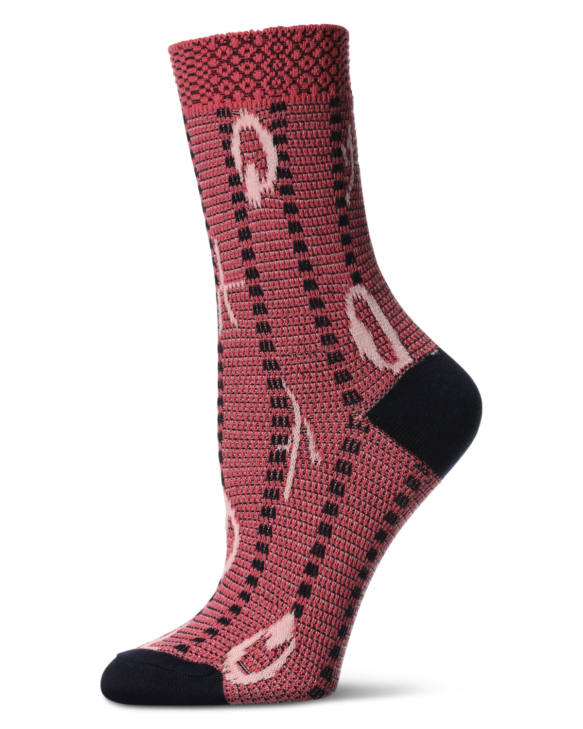 Women's Beautiful Peacock Pattern Soft-Fit Crew Sock : Color: Pink