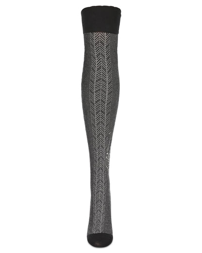 Women's Pretty Peacock Cotton Blend Over The Knee Sock : Color: Black