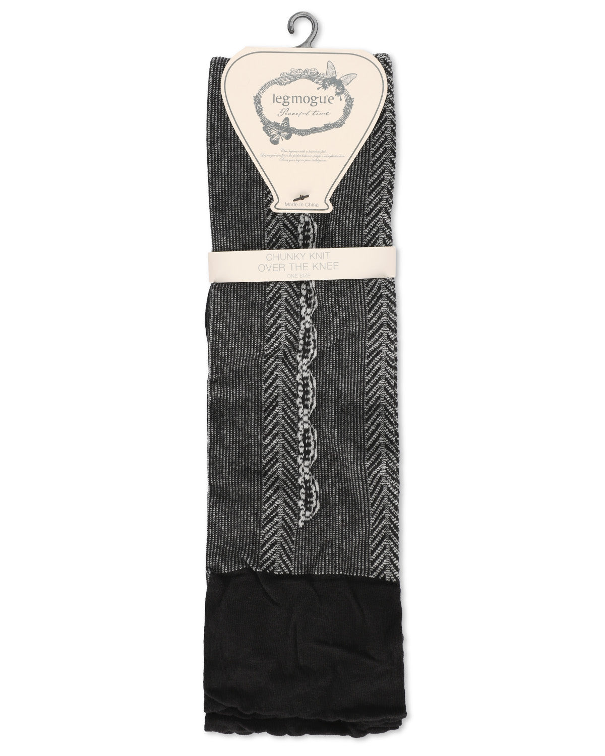 Women's Pretty Peacock Cotton Blend Over The Knee Sock : Color: Black