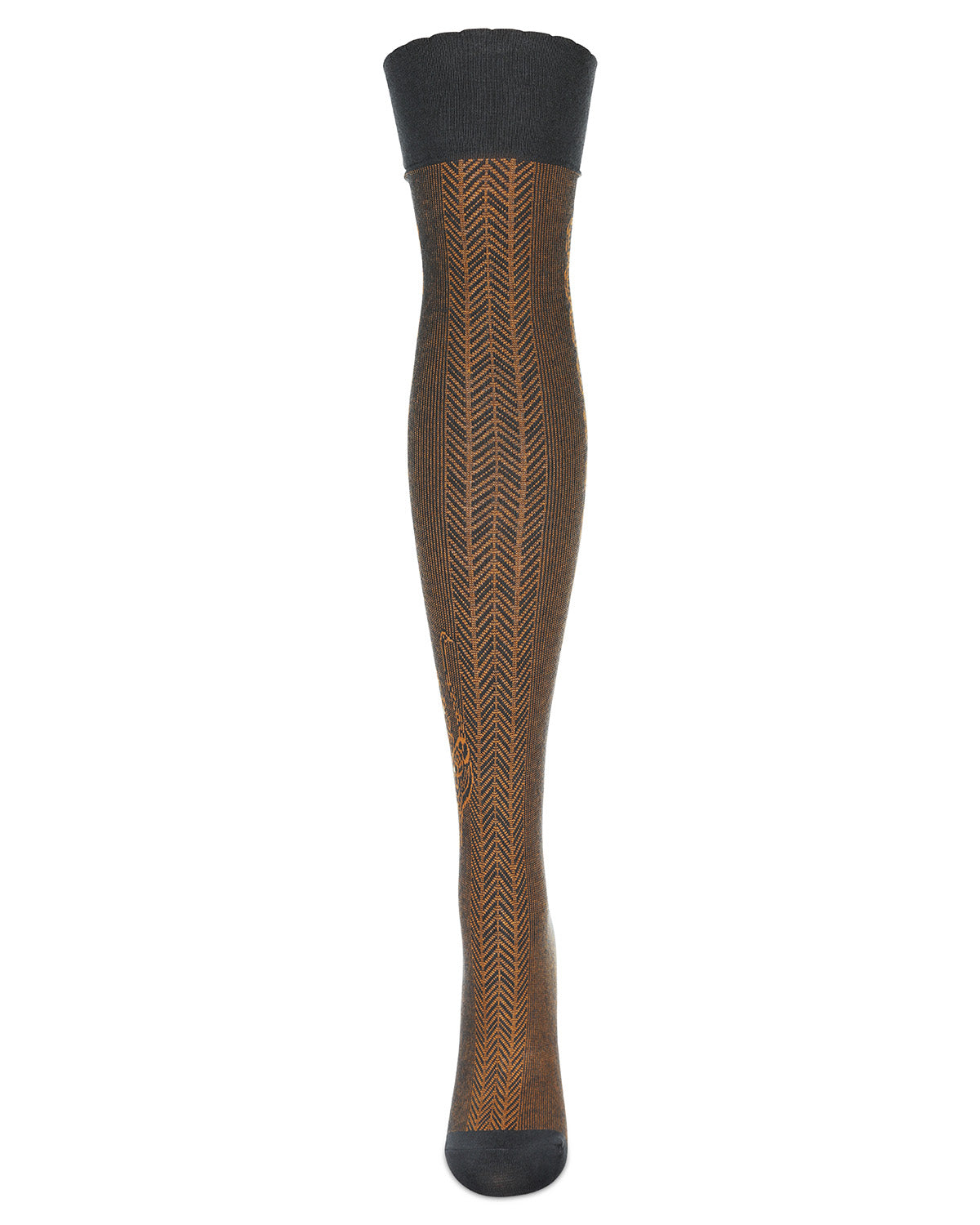 Women's Pretty Peacock Cotton Blend Over The Knee Sock : Color: Black