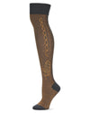 Women's Pretty Peacock Cotton Blend Over The Knee Sock : Color: Golden Brown