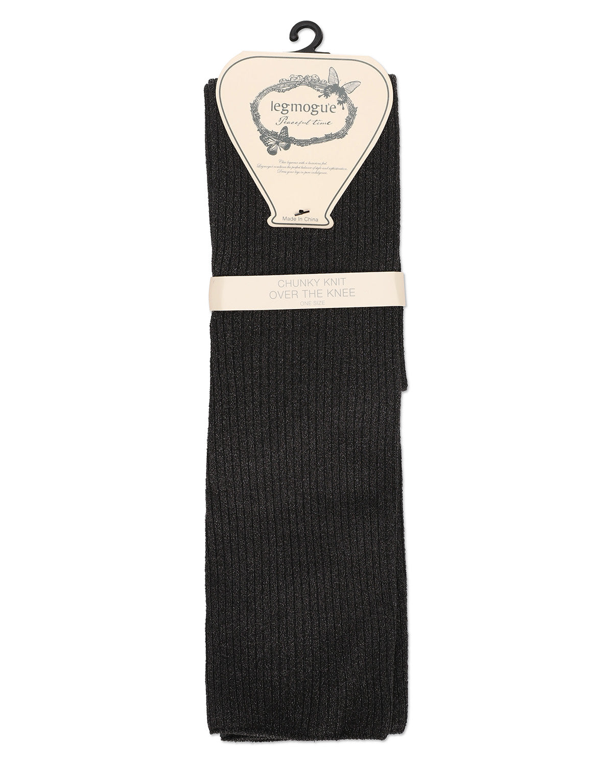 Women's Textured Tone Over The Knee Cotton Blend Warm Sock : Color: Black