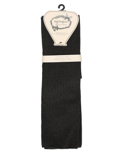 Women's Textured Tone Over The Knee Cotton Blend Warm Sock : Color: Black