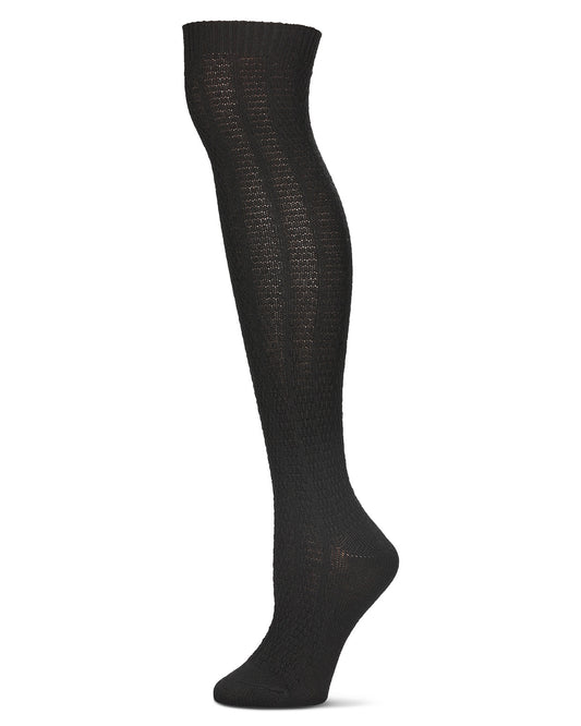 Women's Textured Rib Knit Over The Knee Warm Sock : Color: Black