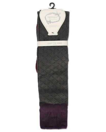 Women's Leaf Burst Over The Knee Warm Knit Sock : Color: Black