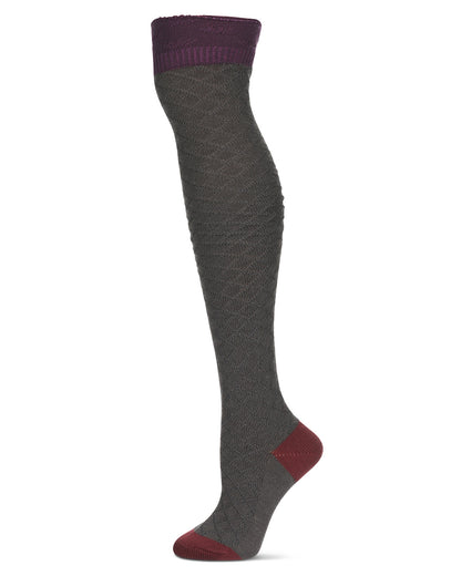 Women's Leaf Burst Over The Knee Warm Knit Sock : Color: Dark Gray Heather