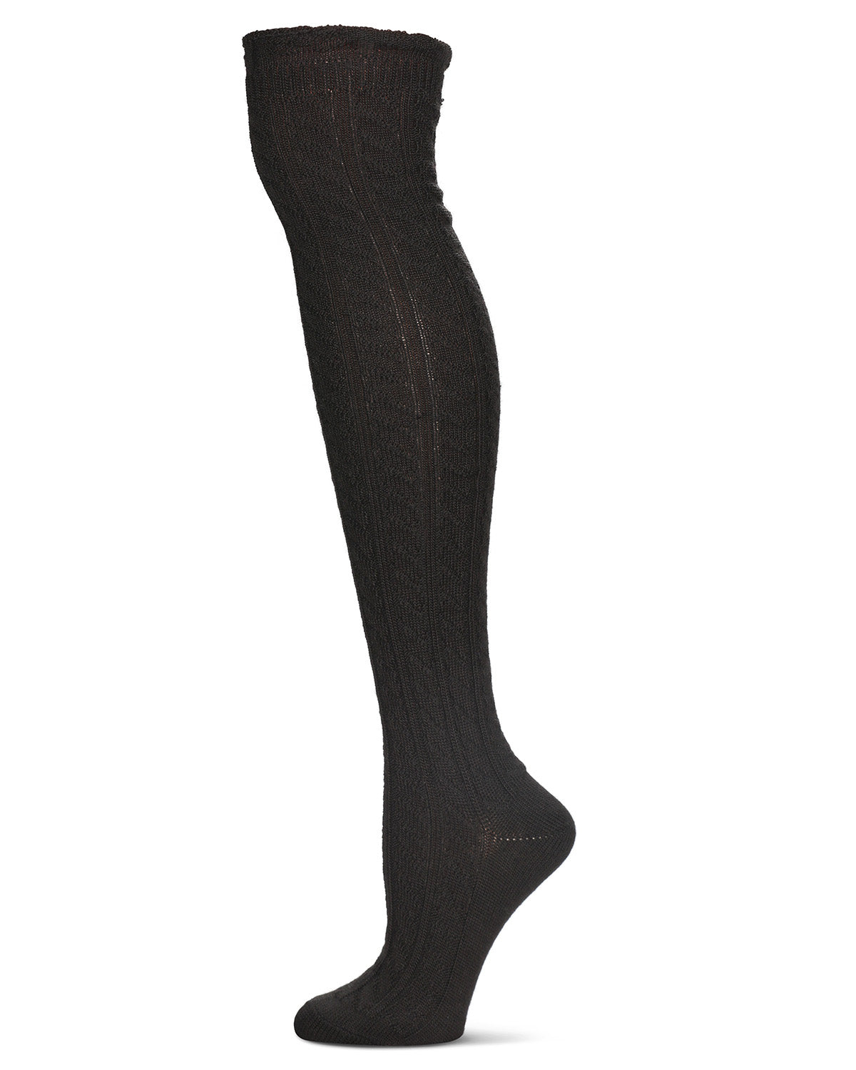 Women's Twister Cable Knit Over The Knee Warm Knit Sock : Color: Black