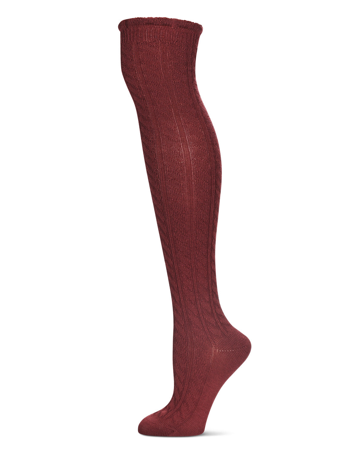 Women's Twister Cable Knit Over The Knee Warm Knit Sock : Color: Tawny Port
