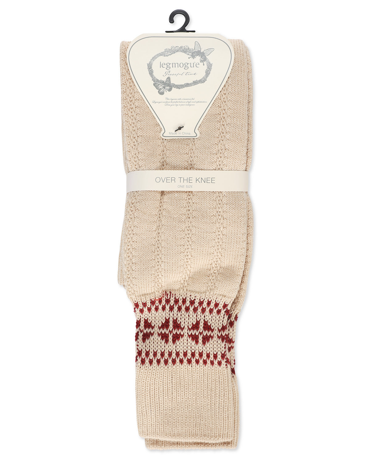Women's Fair Isle Border Wool Blend Over The Knee Warm Sock : Color: Black