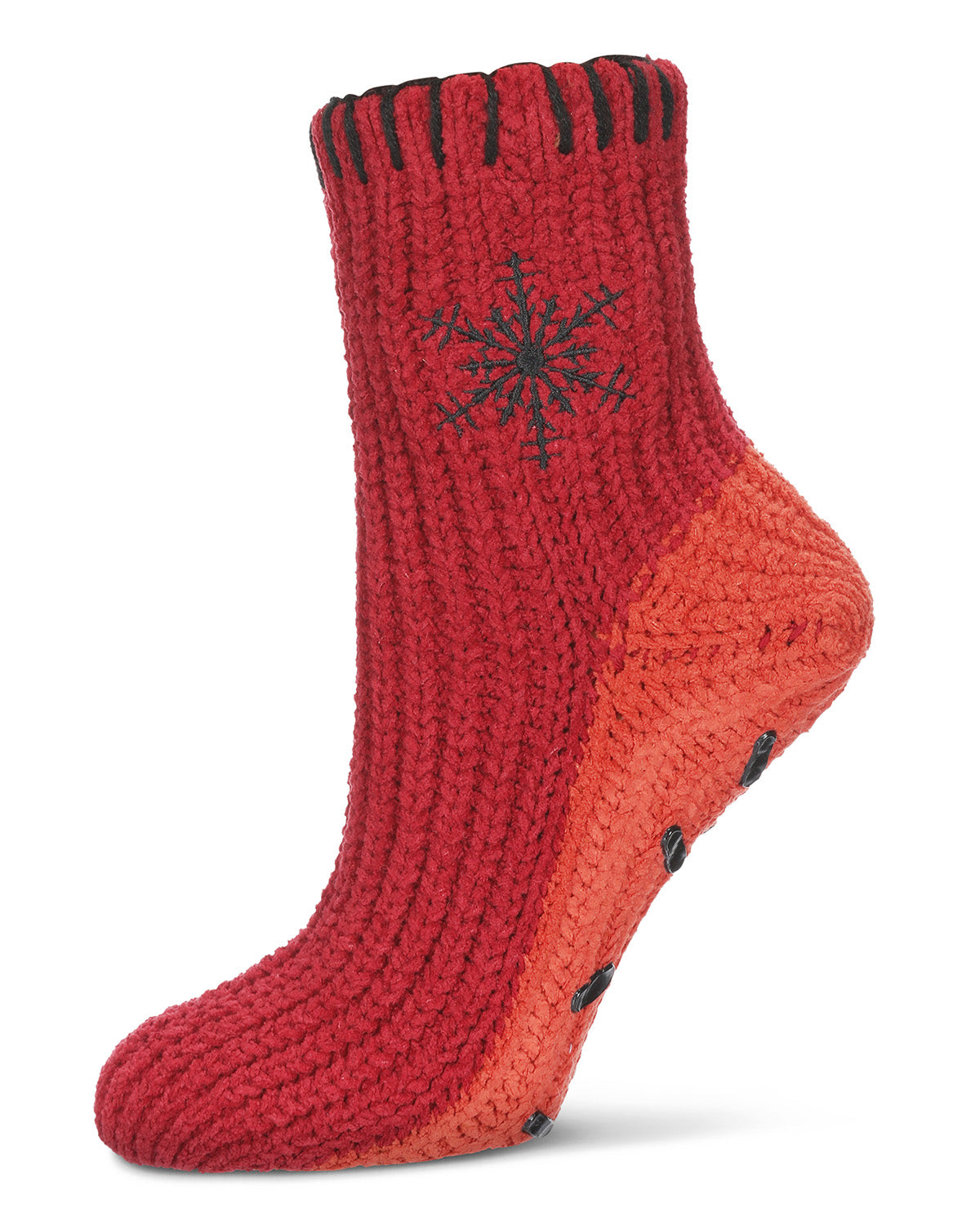 Women's Snowflake Block Chenille Non-Skid Slipper Sock