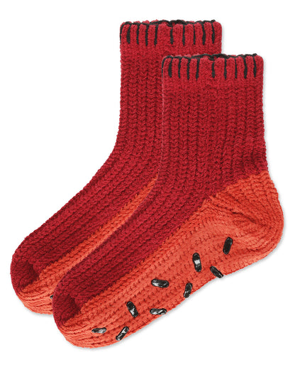 Women's Snowflake Block Chenille Non-Skid Slipper Sock