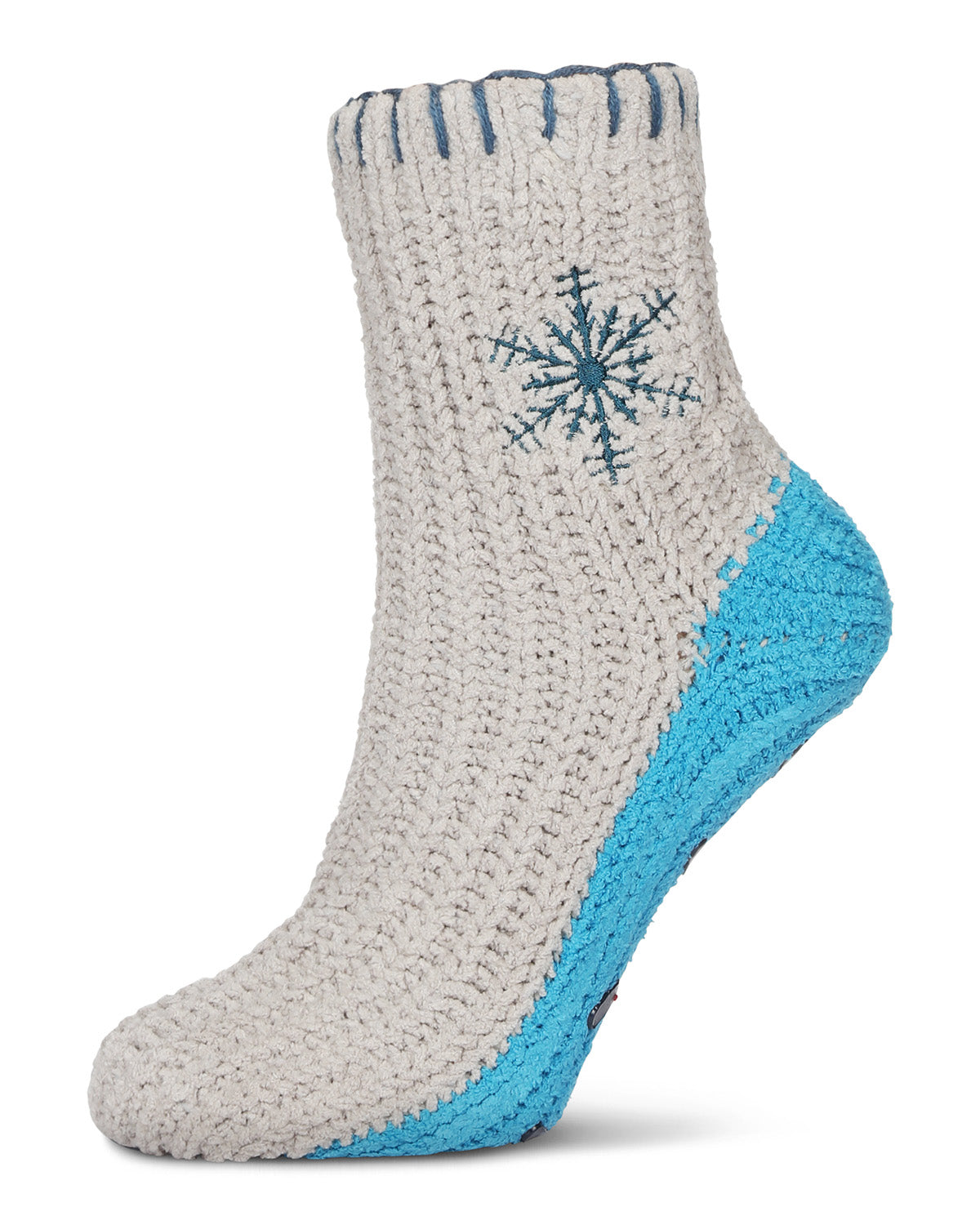Women's Snowflake Block Chenille Non-Skid Slipper Sock