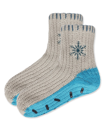 Women's Snowflake Block Chenille Non-Skid Slipper Sock