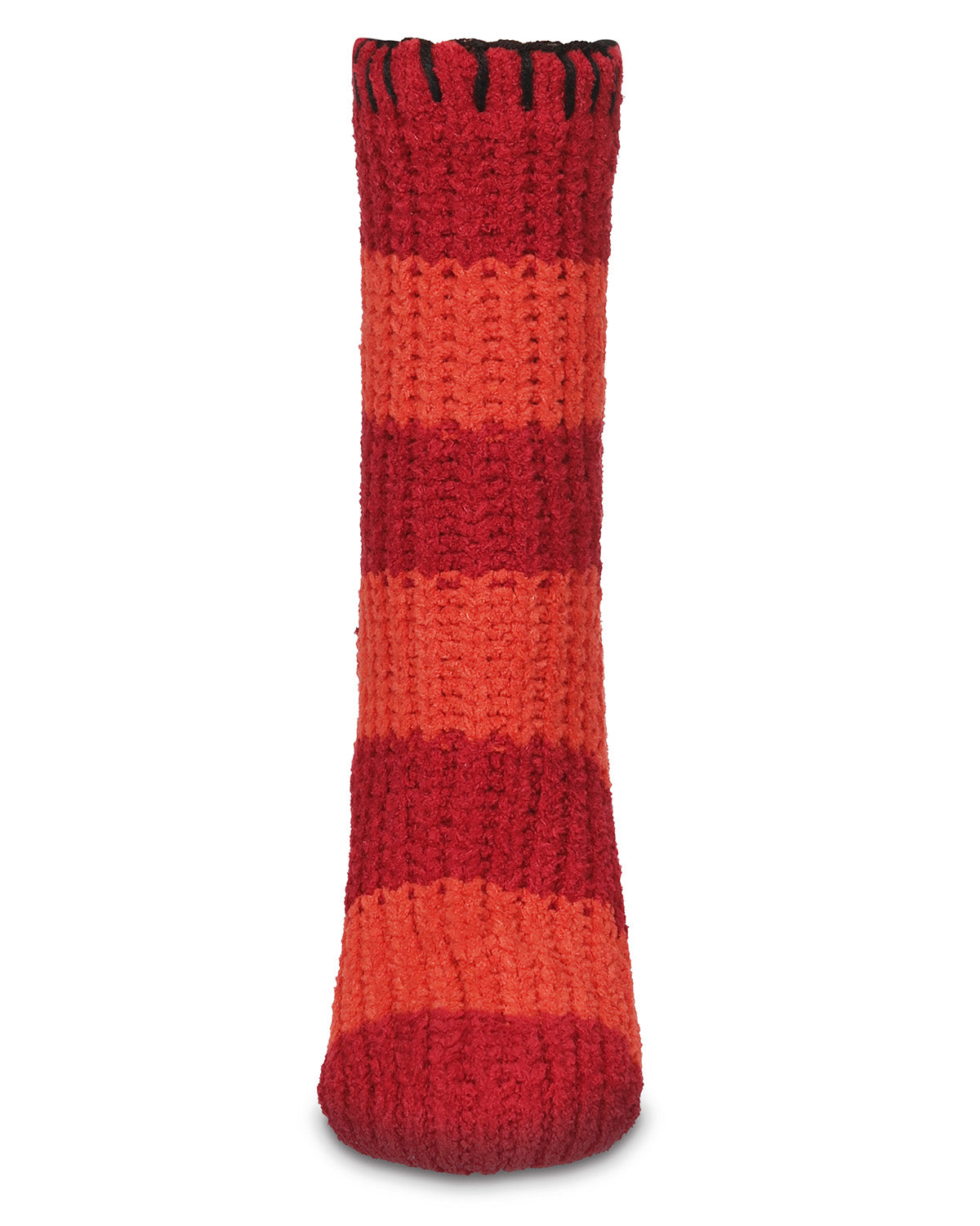 Women's Wide Stripe Chenille Non-Skid Slipper Crew Sock