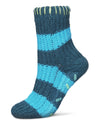 Women's Wide Stripe Chenille Non-Skid Slipper Crew Sock