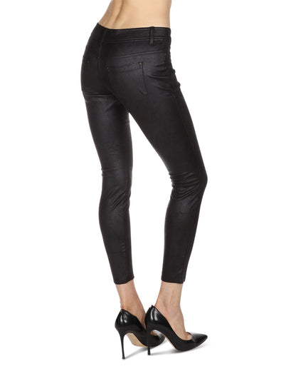 Women's Screziata Dappled Leatherlook Ankle Length Leggings : Color: Black
