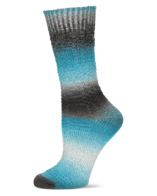 Women's Gradient Stripe Soft and Warm Crew Sock : Color: Blue