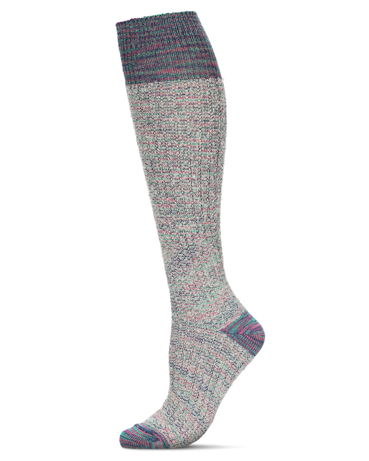Women's Fuzzy Mixed Threads Cotton Blend Knee High Sock : Color: Blue Multi