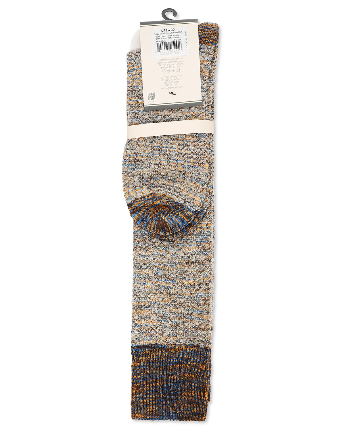 Women's Fuzzy Mixed Threads Cotton Blend Knee High Sock : Color: Blue Multi