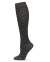 Women's Open Crochet Diamond Pattern Chunky Knee High Sock : Color: Dark Gray Heather