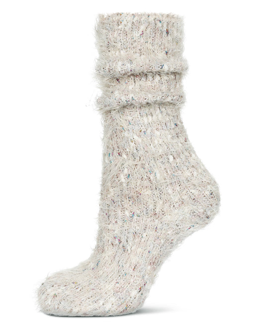 Women's Metallic Snowlight Slouch Multicolor Knit Sock : Color: Ivory