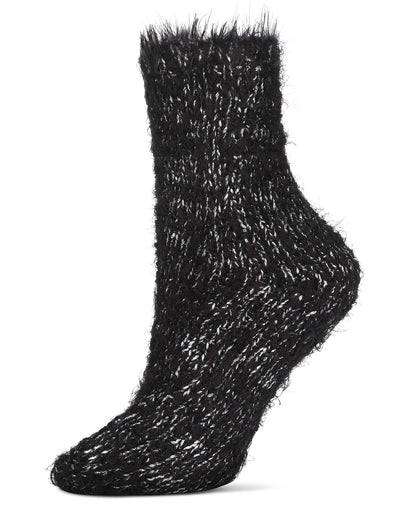 Women's Warm Fuzzy Yarn Classic Crew Sock : Color: Black