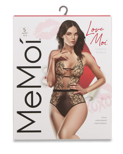 Women's Delphine Sultry See-Through Bodysuit : Color: Black