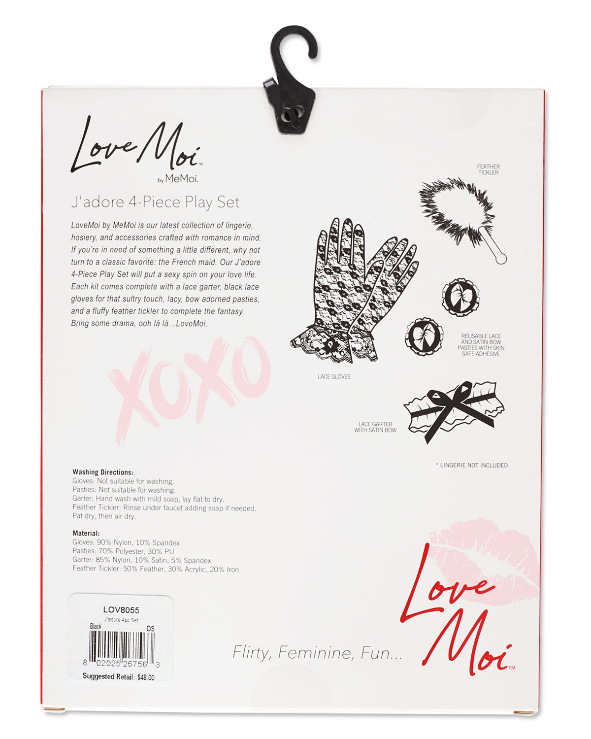 4 Piece Women's J'adore French Maid Fantasy Play Set : Color: Black