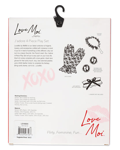 4 Piece Women's J'adore French Maid Fantasy Play Set : Color: Black