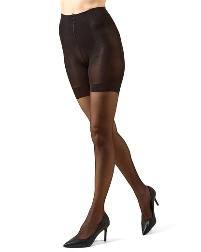 Women's Nudes Ultra Bare Micronet Mid Toner Control Top 10 Denier Pantyhose : Color: Black