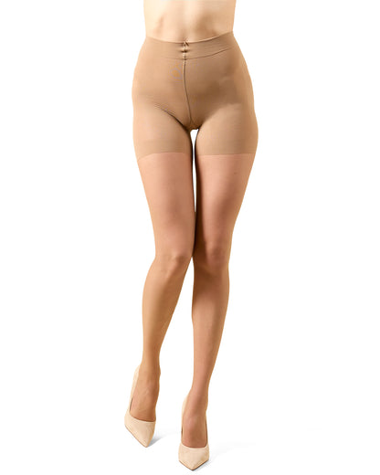 Women's Nudes Ultra Bare Micronet Mid Toner Control Top 10 Denier Pantyhose : Color: Black