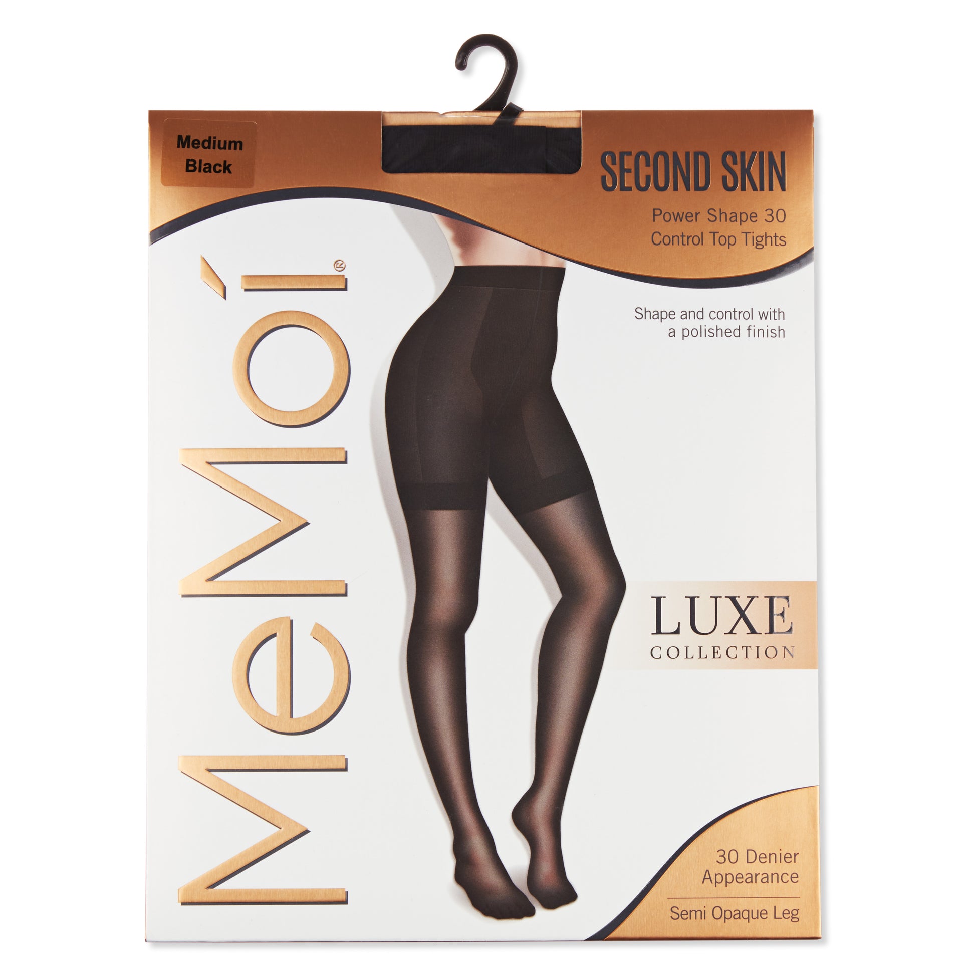 Women's Second Skin Power Shape 30 Semi Opaque Control Top Pantyhose : Color: Black