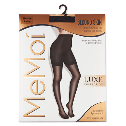 Women's Second Skin Power Shape 30 Semi Opaque Control Top Pantyhose : Color: Black