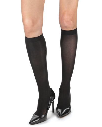 Women's Second Skin Semi Opaque Knee Highs : Color: Black