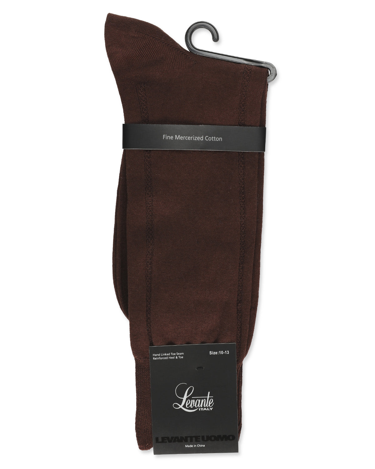 Men's Flat Knit Cotton Blend Socks with Side Lines : Color: Brown