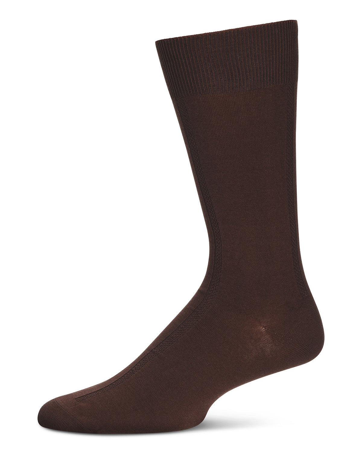 Men's Flat Knit Cotton Blend Socks with Side Lines : Color: Brown