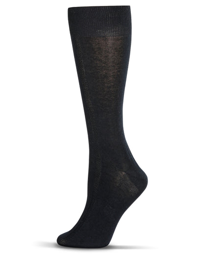 Men's Flat Knit Cotton Blend Socks with Side Lines : Color: Navy