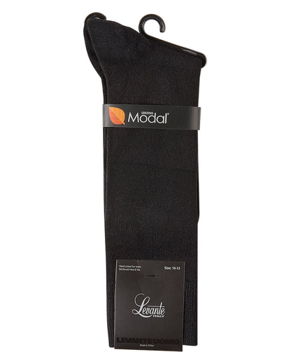 Men's Modal Durable and Flexible Solid Crew Sock : Color: Black