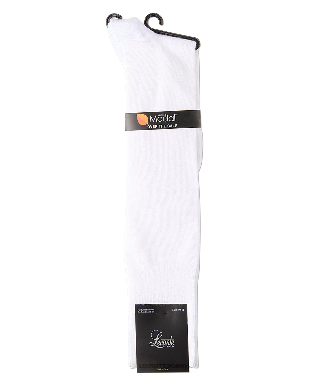 Men's Modal Durable and Flexible Flat Over The Calf Sock : Color: White