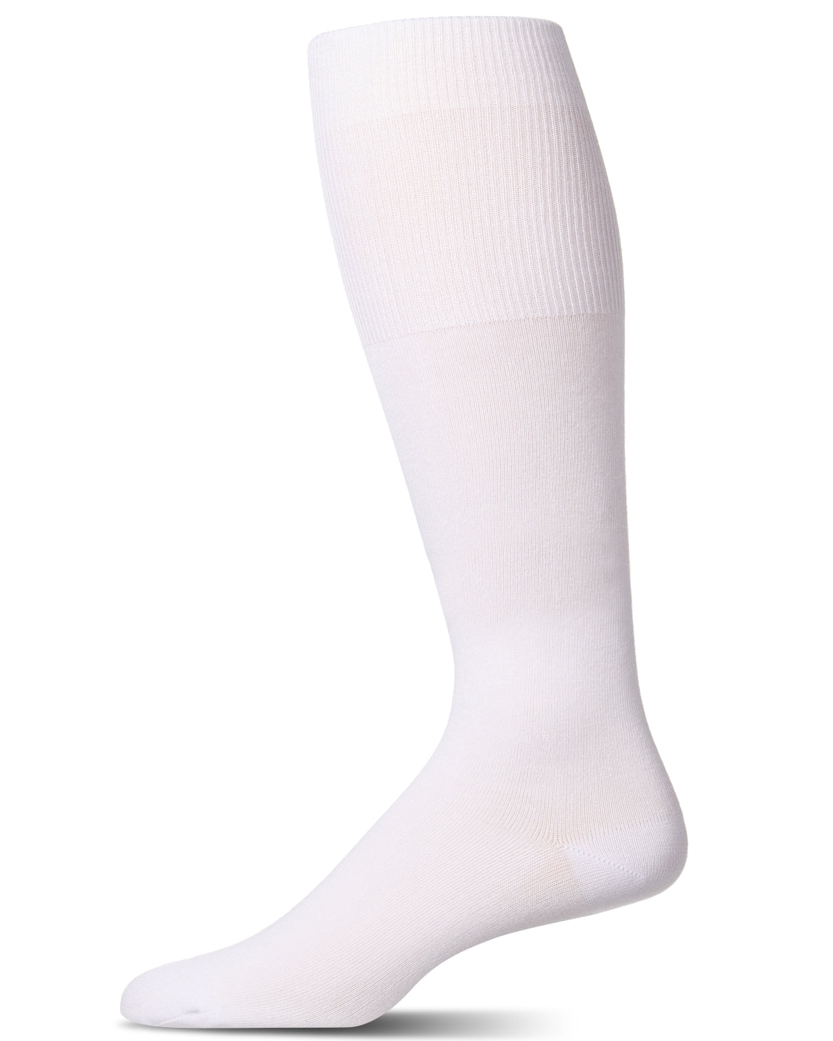 Men's Basic Modal Durable and Flexible Rib Over The Calf Sock : Color: White