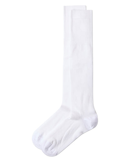 Men's Modal Durable and Flexible Flat Over The Calf Sock : Color: White