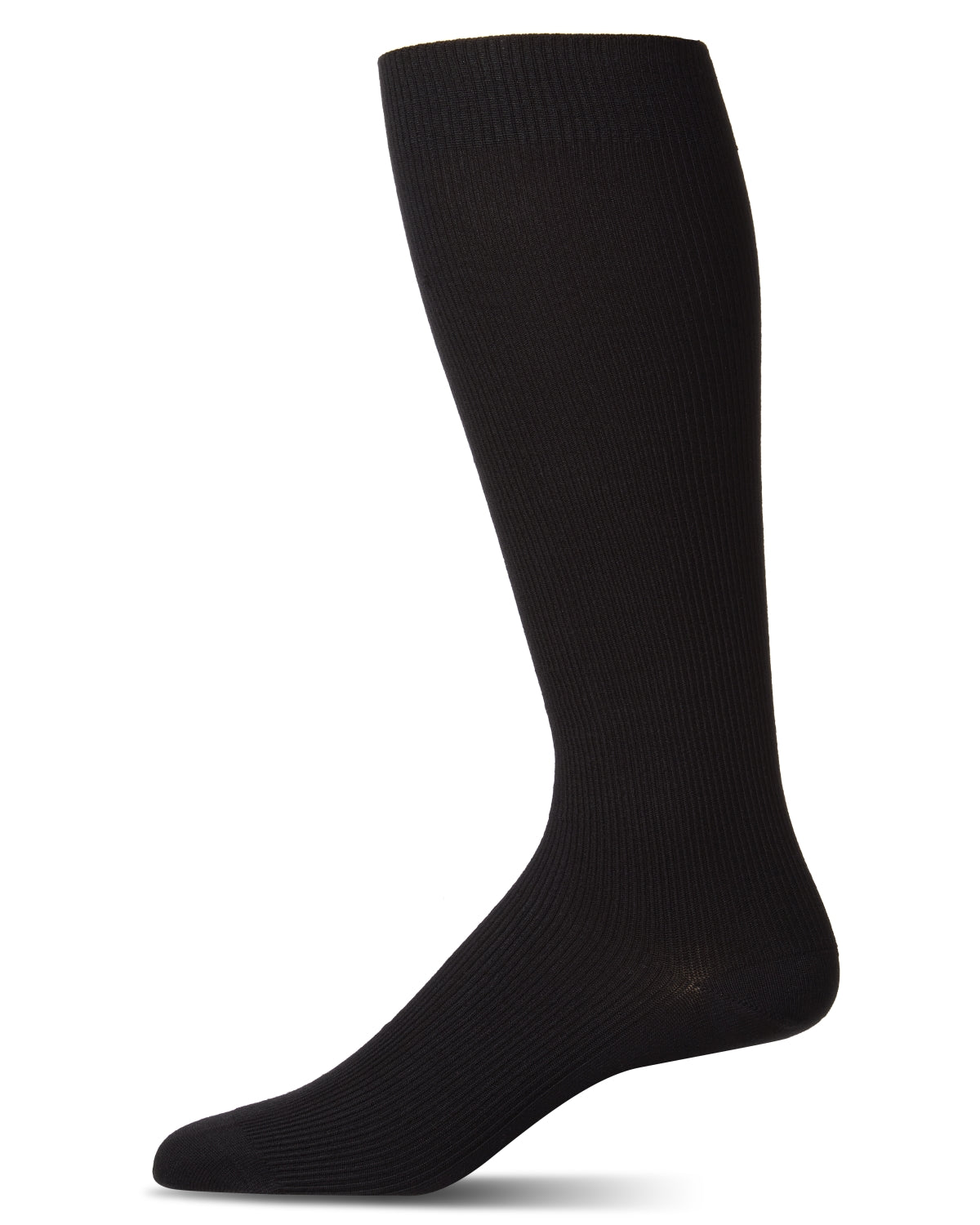 Men's Basic Modal Durable and Flexible Rib Over The Calf Sock : Color: Black